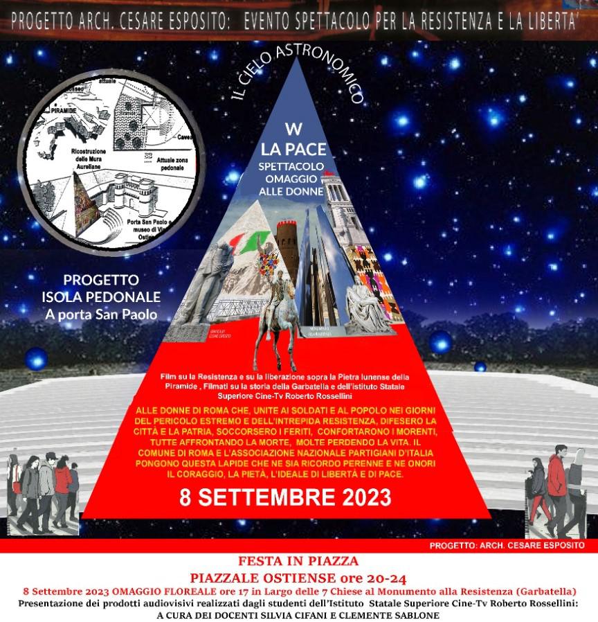 Celebrazioni della Resistenza a Porta San Paolo il 8 settembre: musica e cinema in programma.