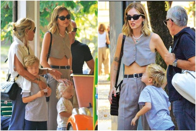 Chiara Ferragni con i figli e